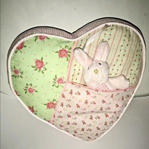 New Heart Pillow w/Bunny Rattle Attached